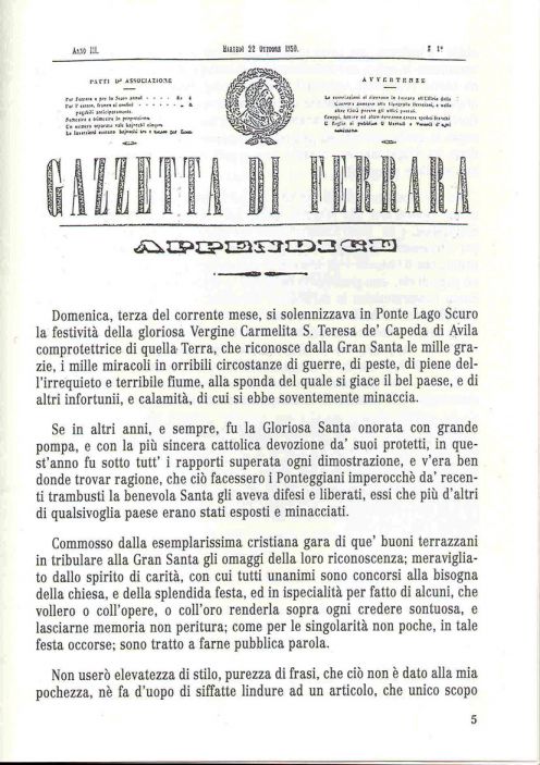 Santa Teresa Comprotettrice di Pontelagoscuro